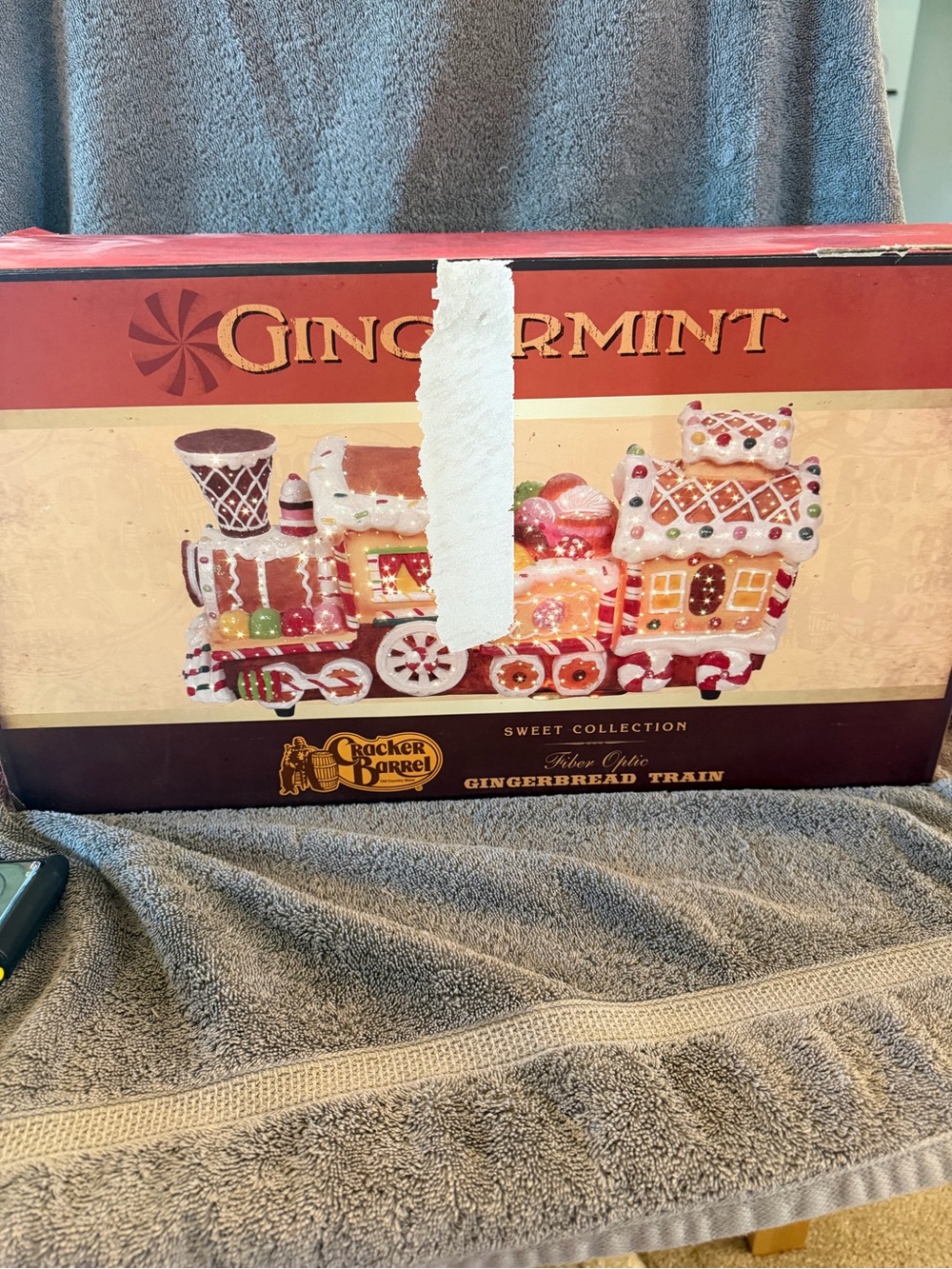 Cracker Barrel Gingerbread Train Holiday Figurine - Red, Cream, Green